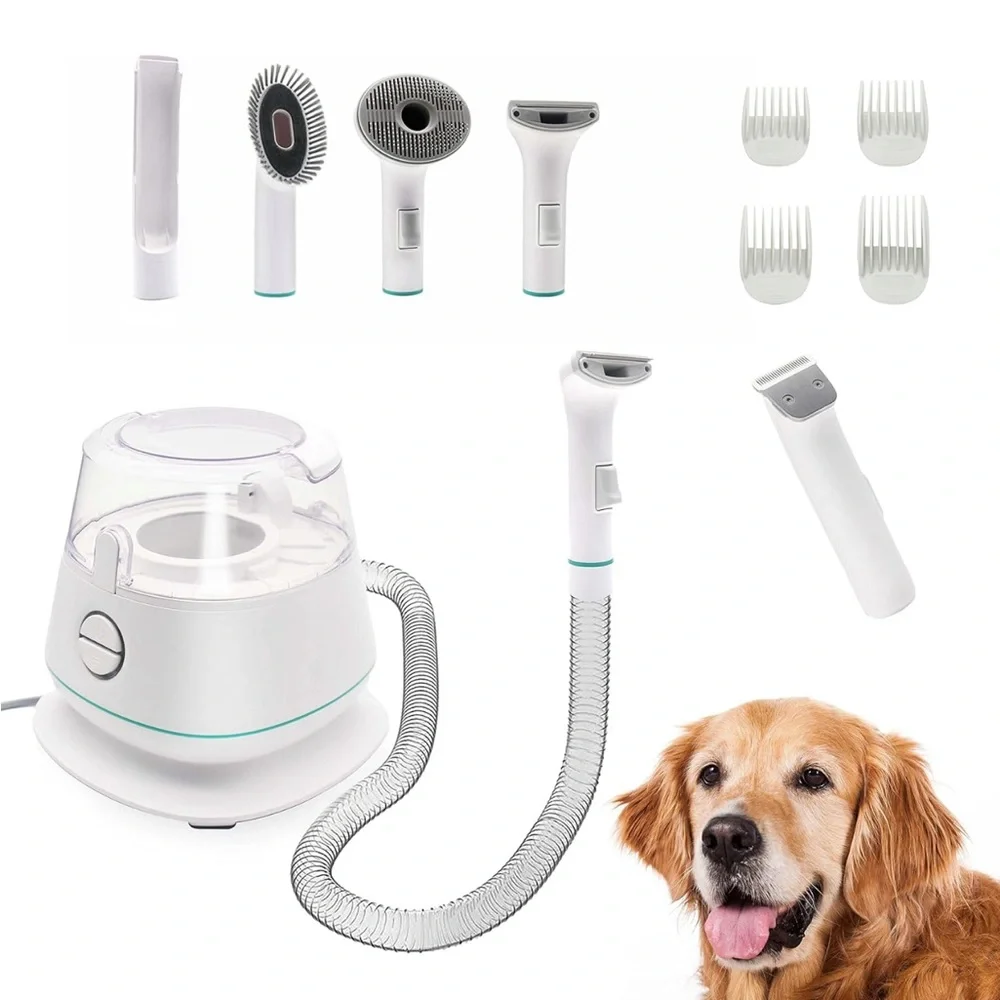 Aproth 5-in-1 Pet Grooming Vacuum Kit Low Noise Dog Cat Grooming System Clipper